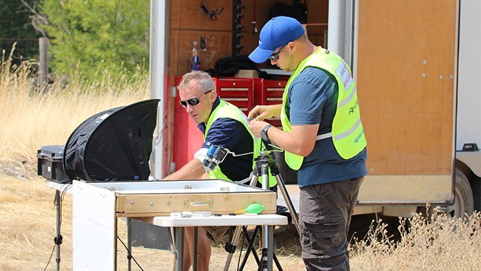 AggieAir Service Center crew preparing UAV for flight