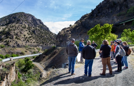 Dr. Rosenberg instructs a group of water users at Cutler Dam